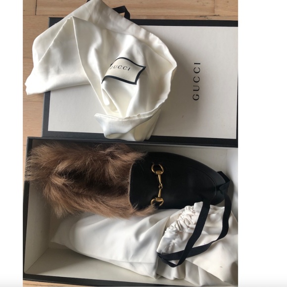 Gucci Leather Beige Fur Princetown Loafer Mules/Slides - Picture 3 of 12